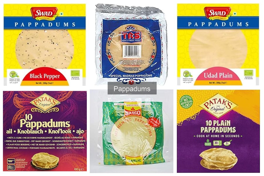 Tipos de pappadums y sus combinaciones ideales